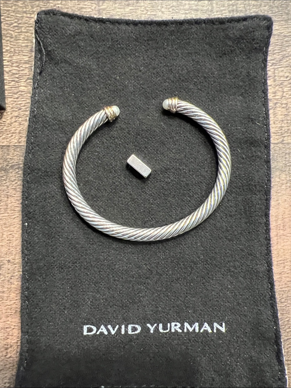 David Yurman Two-Tone Cable Cuff Bracelet - Silver and Gold